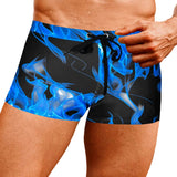 Gary Men's Swim Shorts with Blue Flame Pattern