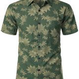 Men's Green Retro Hawaiian Shirt with Chest Pocket
