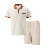 Men's Waffle Knit Polo and Shorts Set