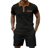 Men's Waffle Knit Polo and Shorts Set