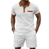 Men's Waffle Knit Polo and Shorts Set