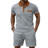 Men's Waffle Knit Polo and Shorts Set