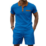 Men's Waffle Knit Polo and Shorts Set