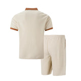 Men's Waffle Knit Polo and Shorts Set