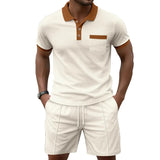 Men's Waffle Knit Polo and Shorts Set