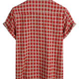 Men's Red Plaid Shirt with Pocket