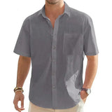 Men's Casual Short Sleeve Cotton-Linen Shirt