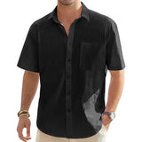 Men's Casual Short Sleeve Cotton-Linen Shirt