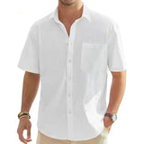 Men's Casual Short Sleeve Cotton-Linen Shirt