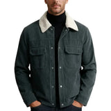 Men's Corduroy Jacket with Sherpa Collar – Charcoal