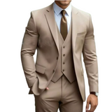 Men's Three-Piece Suit with Soft Shoulders