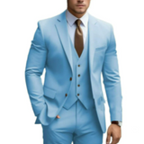 Men's Three-Piece Suit with Soft Shoulders