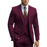 Men's Three-Piece Suit with Soft Shoulders