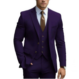 Men's Three-Piece Suit with Soft Shoulders