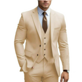 Men's Three-Piece Suit with Soft Shoulders