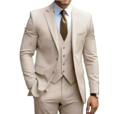 Men's Three-Piece Suit with Soft Shoulders