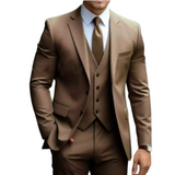 Men's Three-Piece Suit with Soft Shoulders