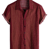 Dennis Men's Striped Short Sleeve Shirt – Red