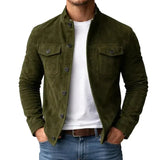 Men's Suede Jacket with Buttons