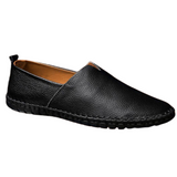 Men's Leather Loafers with Decorative Stitching