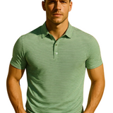 Men's Striped Polo Shirt in Shades of Grey