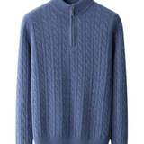 Glen Men's Velour Mock-Neck Zip Sweater
