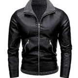 Men's Elegant Fleece-Lined Leather Jacket