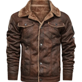 Men's Warm Elegant Fleece-Lined Leather Jacket