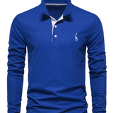 Men's Long-Sleeve Cotton Polo Shirt
