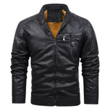 Men's Retro Leather Jacket with Fleece