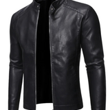 Men's Short Stand-Collar Leather Jacket