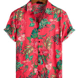 Murray Men's Hawaiian Floral Short Sleeve Shirt – Red
