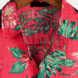 Murray Men's Hawaiian Floral Short Sleeve Shirt – Red