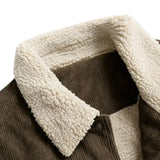Men's Velour Jacket with Sherpa Collar – Coffee