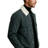 Men's Corduroy Jacket with Sherpa Collar – Charcoal