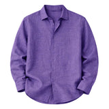 Relaxed Men's Long Sleeve Linen-Blend Shirt