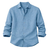 Relaxed Men's Linen-Blend Button-Up Shirt