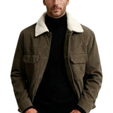 Men's Velour Jacket with Sherpa Collar – Coffee