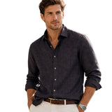 Relaxed Men's Linen-Blend Button-Up Shirt