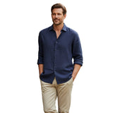 Relaxed Men's Long Sleeve Linen-Blend Shirt