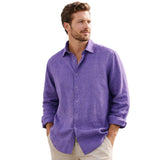 Relaxed Men's Long Sleeve Linen-Blend Shirt