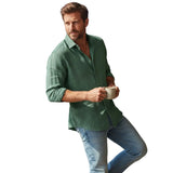 Relaxed Men's Linen-Blend Button-Up Shirt