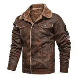 Men's Warm Elegant Fleece-Lined Leather Jacket