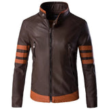 Elegant Striped Men's Leather Jacket
