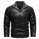 Men's Retro-Style Fleece-Lined Leather Jacket