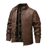 Men's Vintage Leather Jacket with Fleece Lining