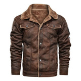 Men's Quilted Leather Jacket with Fleece