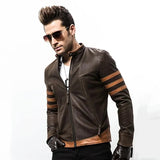 Men's Striped Leather Jacket