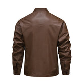 Men's Vintage Leather Jacket with Fleece Lining
