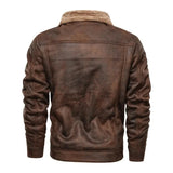Men's Warm Elegant Fleece-Lined Leather Jacket